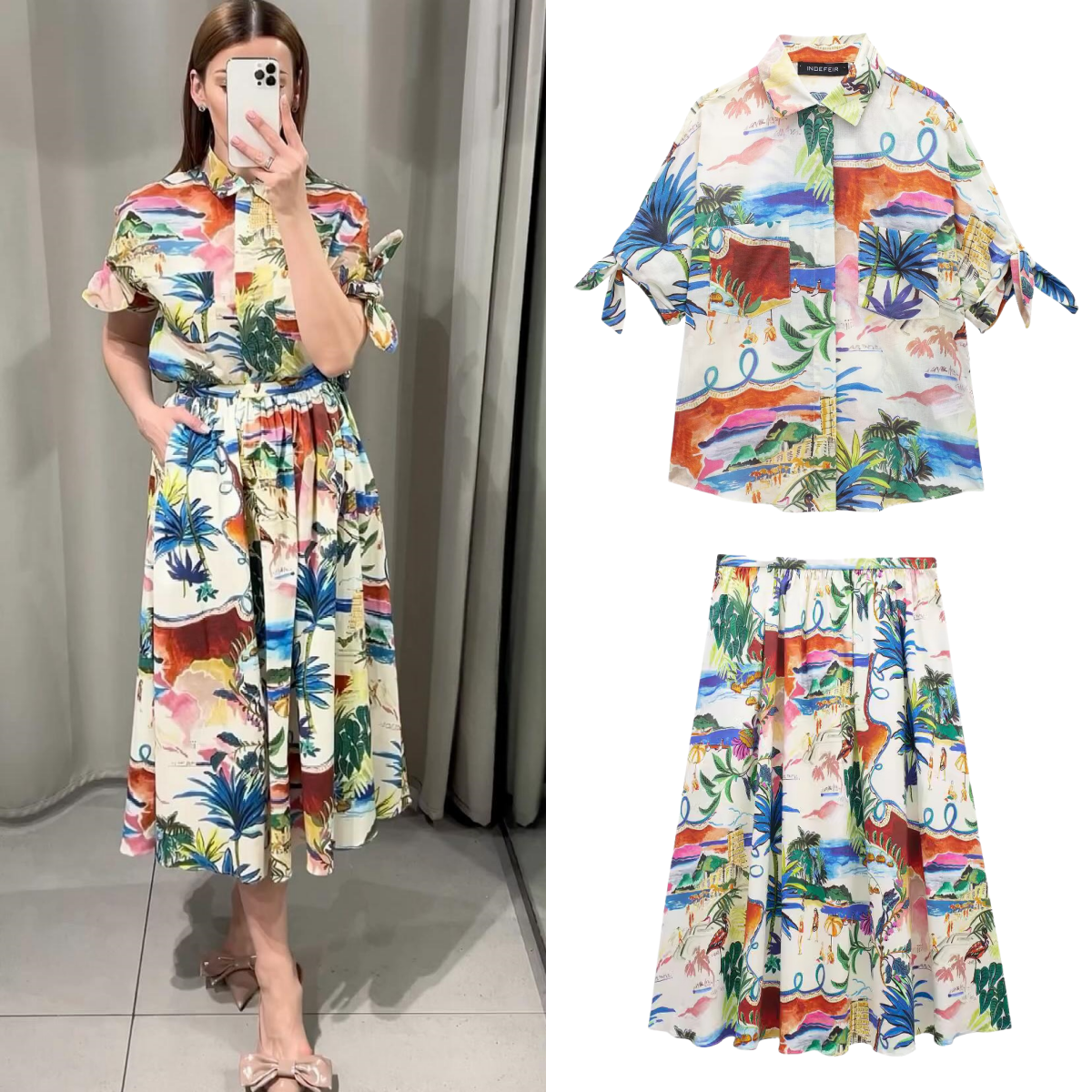 Chic Printed Lapel Single Brea - Resort Shirt Floral ulasan dan harga