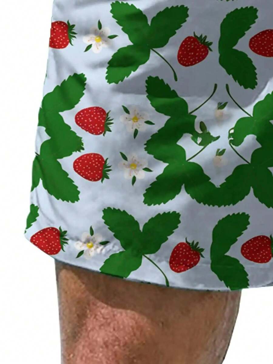 Mens Strawberry Print Beach Sh - Swim Trunk Quick Dry ulasan dan harga