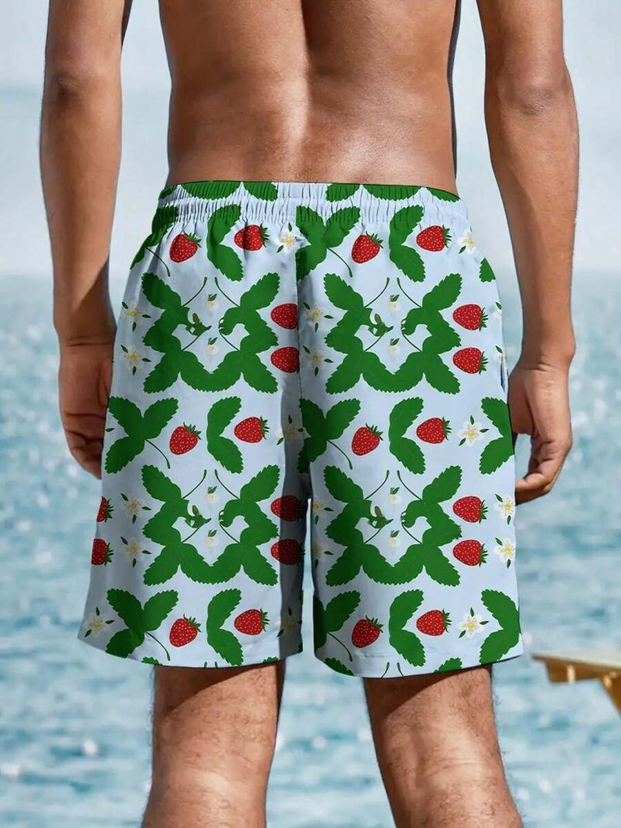 Mens Strawberry Print Beach Sh - Swim Trunk Quick Dry ulasan dan harga