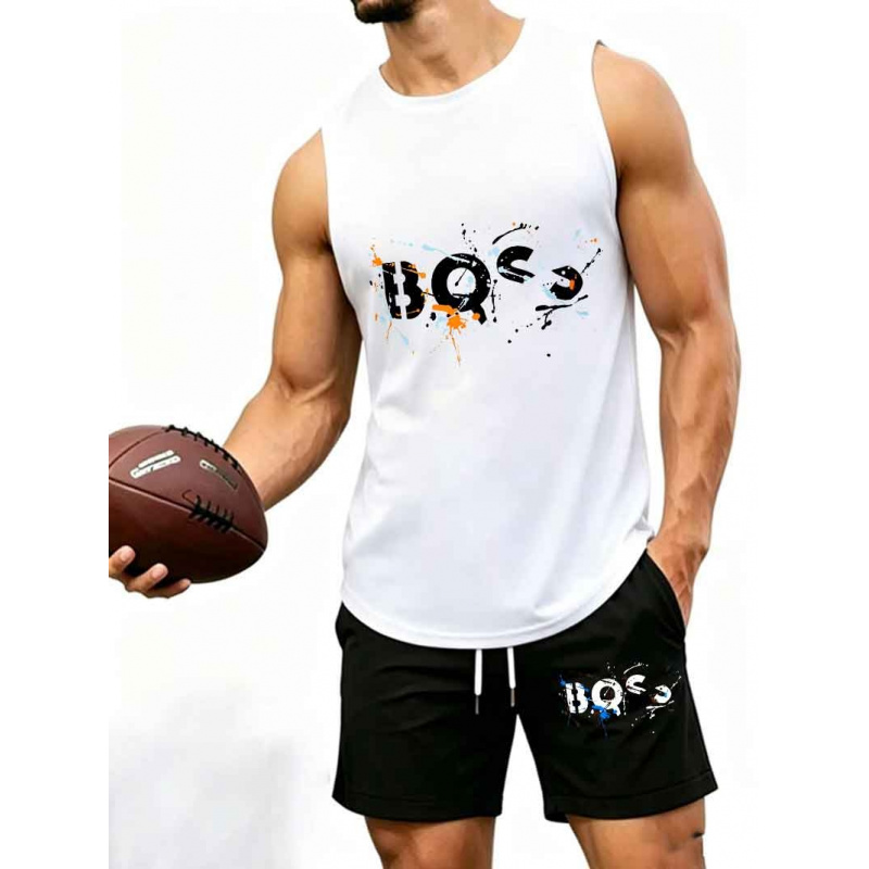 Men's  Graffiti Letter Print 2 - Tank Top Muscle ulasan dan harga
