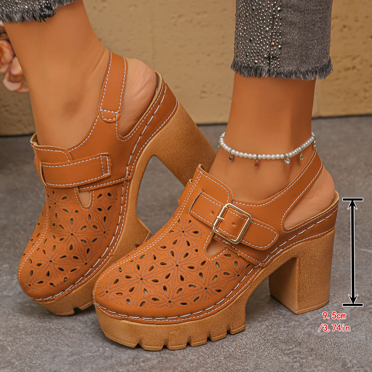 Large Size Women's Thick Heel  - Casual Sandal Leather ulasan dan harga
