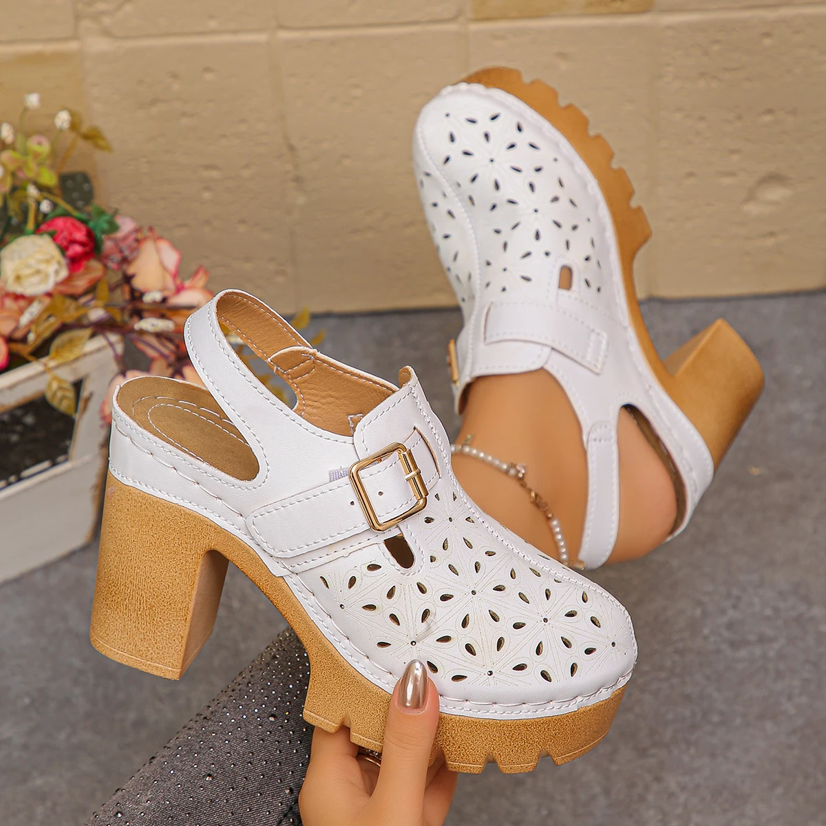 Large Size Women's Thick Heel  - Casual Sandal Leather ulasan dan harga