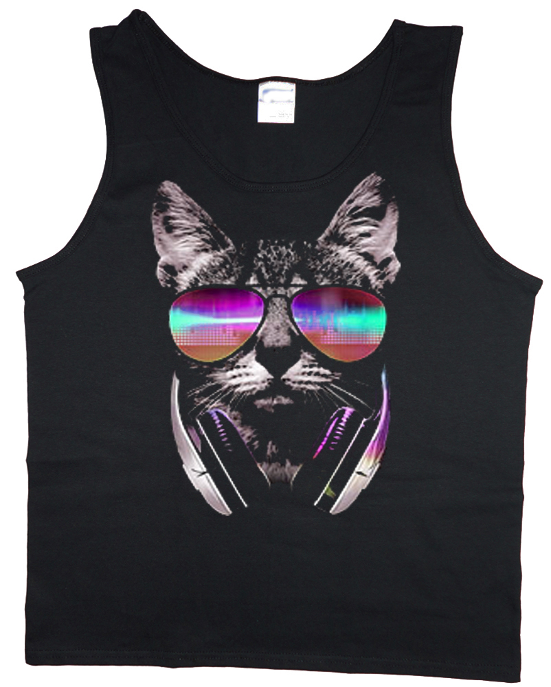 Funny DJ cat design sleeveless - Tank Top Muscle ulasan dan harga