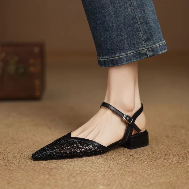 French pointed-toe woven high- - Casual Sandal Leather ulasan dan harga