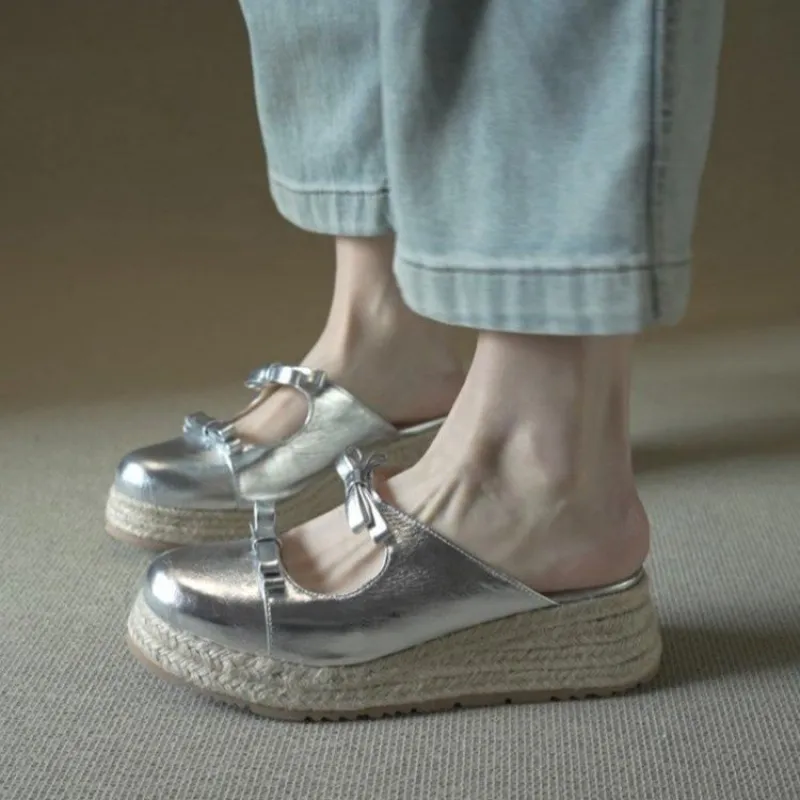 Metallic Mary Jane Mules for W - Espadrille Slip On ulasan dan harga