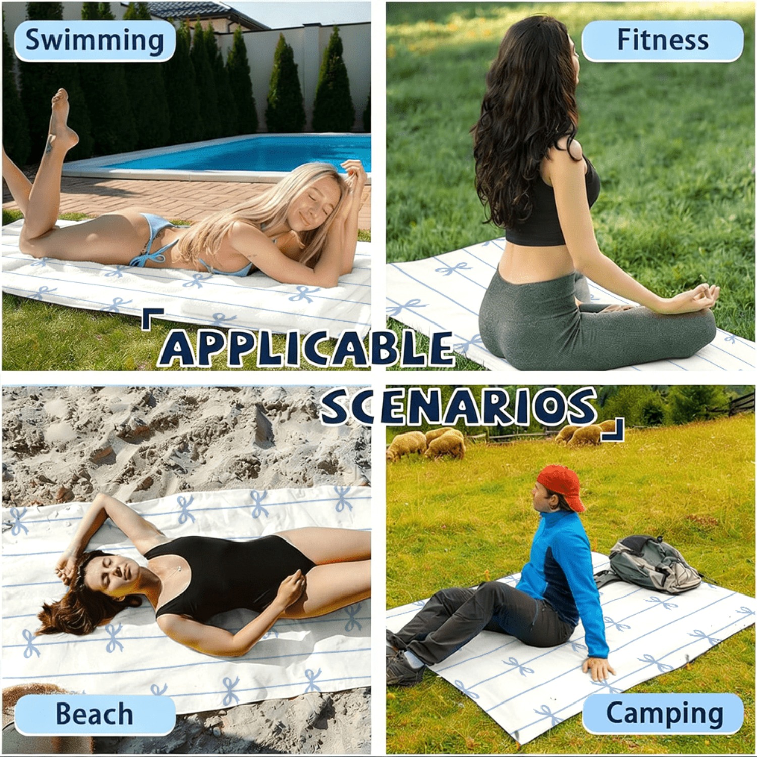 1pc Summer Beach Towel Blue Ri - Beach Towel Large ulasan dan harga