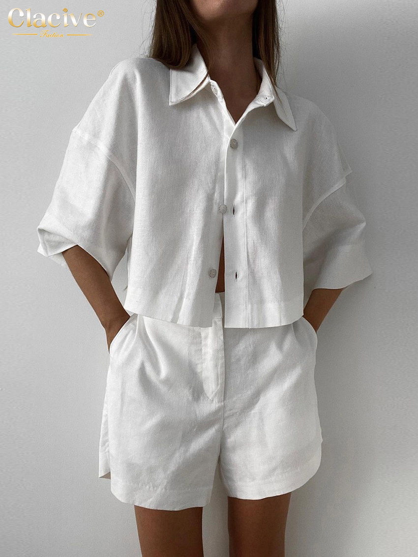 Clacive Summer Slim White Line - Linen Shirt Breathable ulasan dan harga