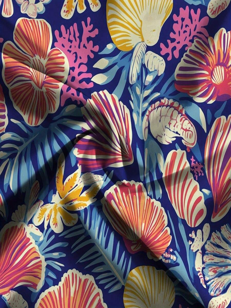 Mens Blue Tropical Ocean Flowe - Swim Trunk Quick Dry ulasan dan harga