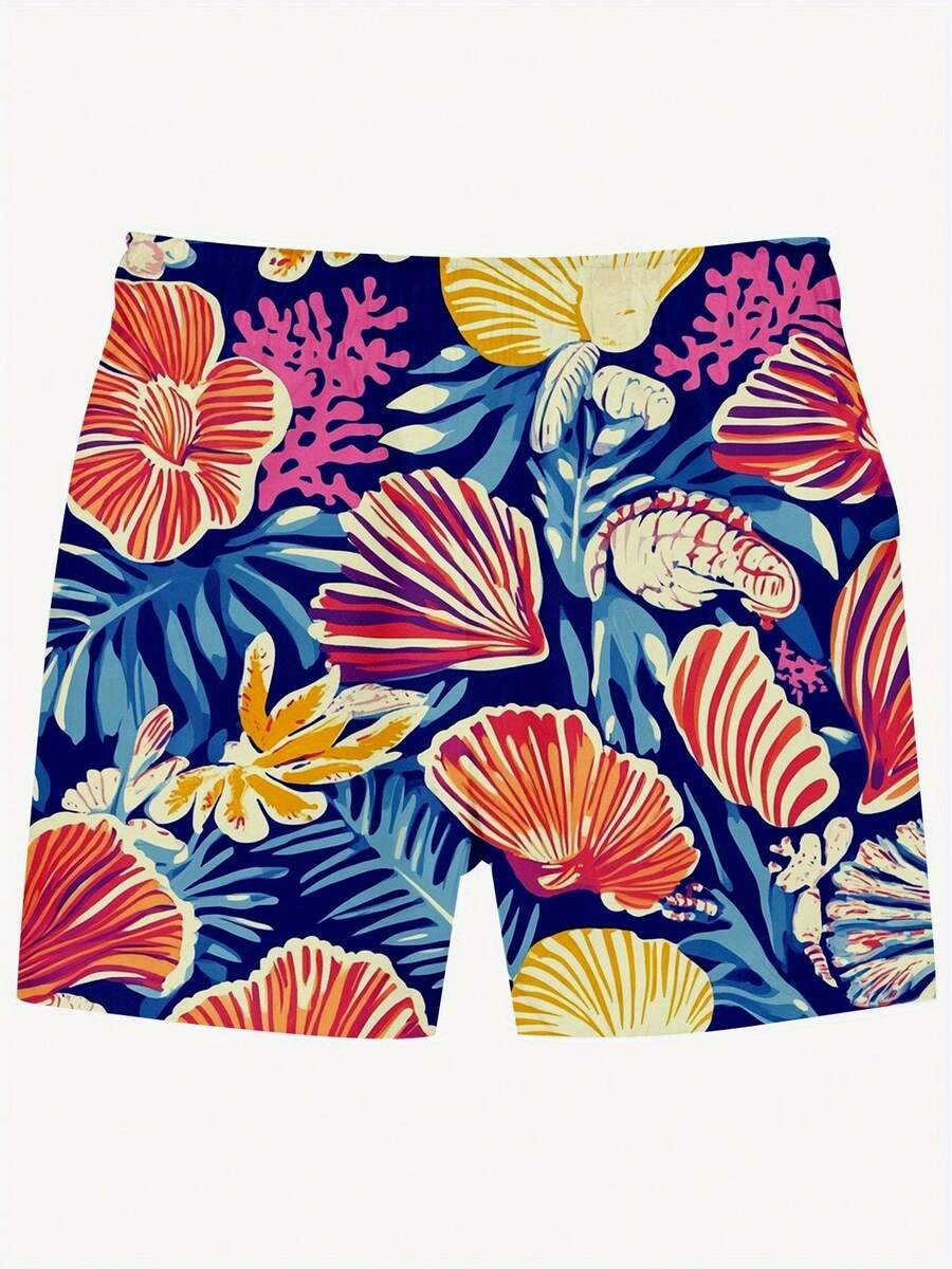Mens Blue Tropical Ocean Flowe - Swim Trunk Quick Dry ulasan dan harga