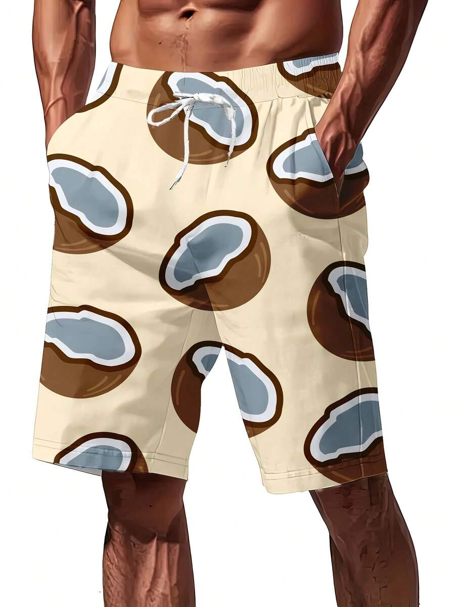 Mens Coconut Print Swim Trunks - Swim Trunk Quick Dry ulasan dan harga
