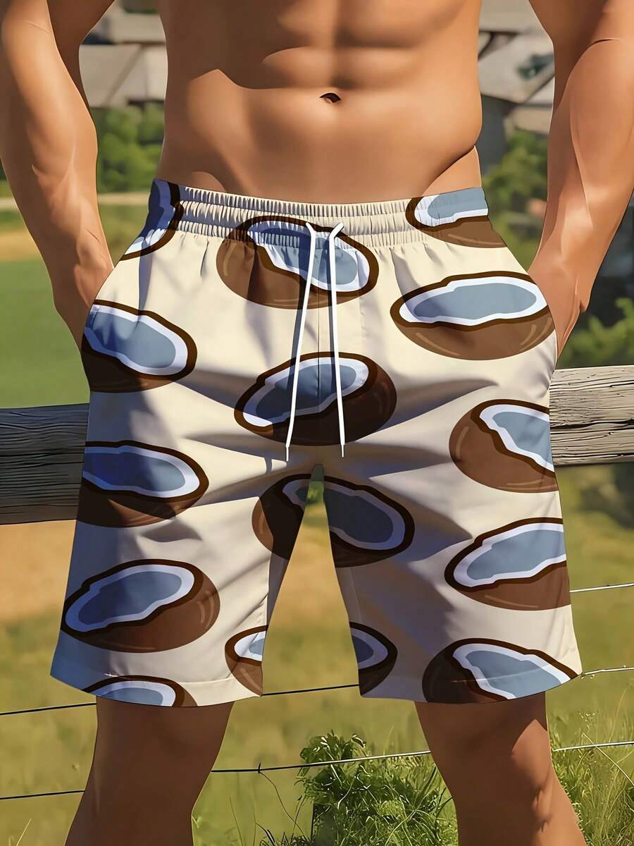 Mens Coconut Print Swim Trunks - Swim Trunk Quick Dry ulasan dan harga