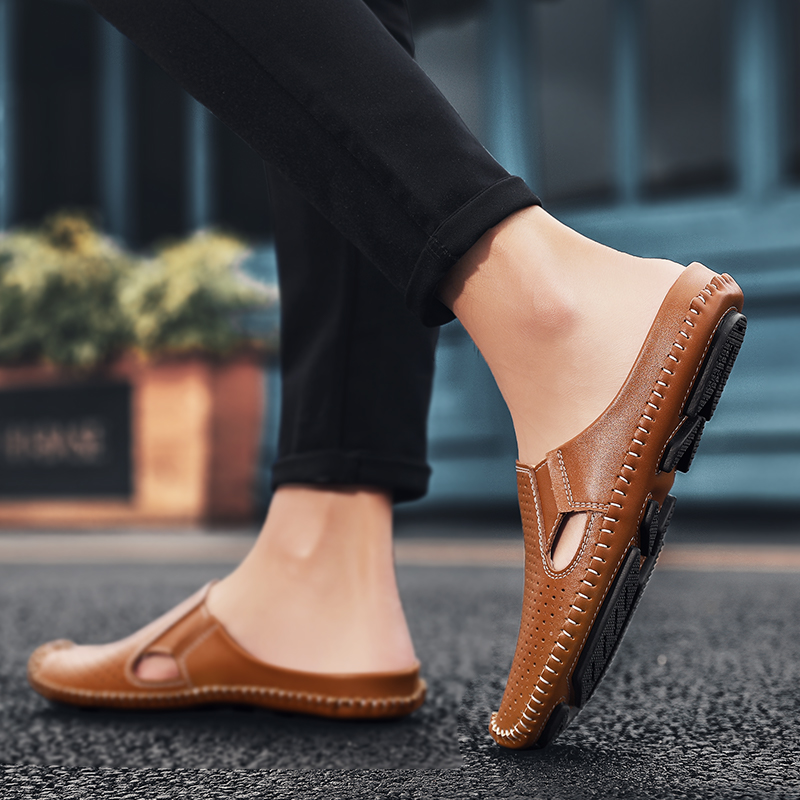 Half Slipper for Men Sandals 2 - Flip Flop Leather Men ulasan dan harga